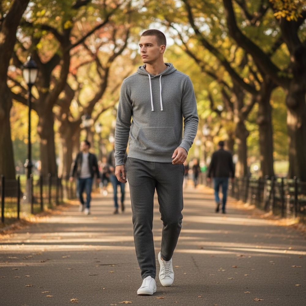 Vince Mens Grey Waffle Knit 100% Cotton Pullover Hoodie Size Medium Made in Peru